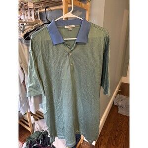 Peter Millar Men's 100% Cotton XL Polo Shirt Blue Green Short Sleeve Golf